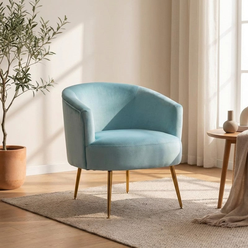 Bloomra Neem Wood Accent Chair - Blue
