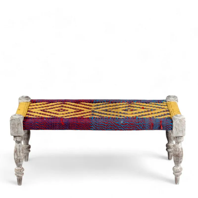 Fuvon Sheesham Wooden Bench with Stools (Multicolor) - Three Piece Set media 5