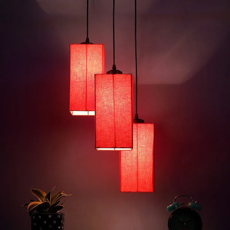 Warm Ivory Triple Metal Ceiling Lamp - Red media 1