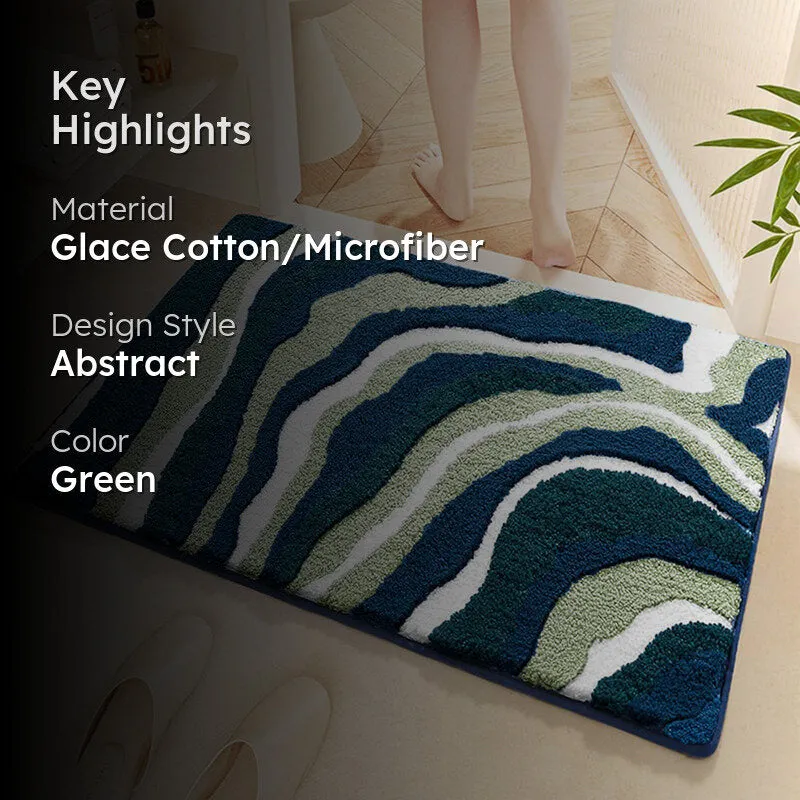 Wavy Whirls Microfiber Bath Mat - Green media 2
