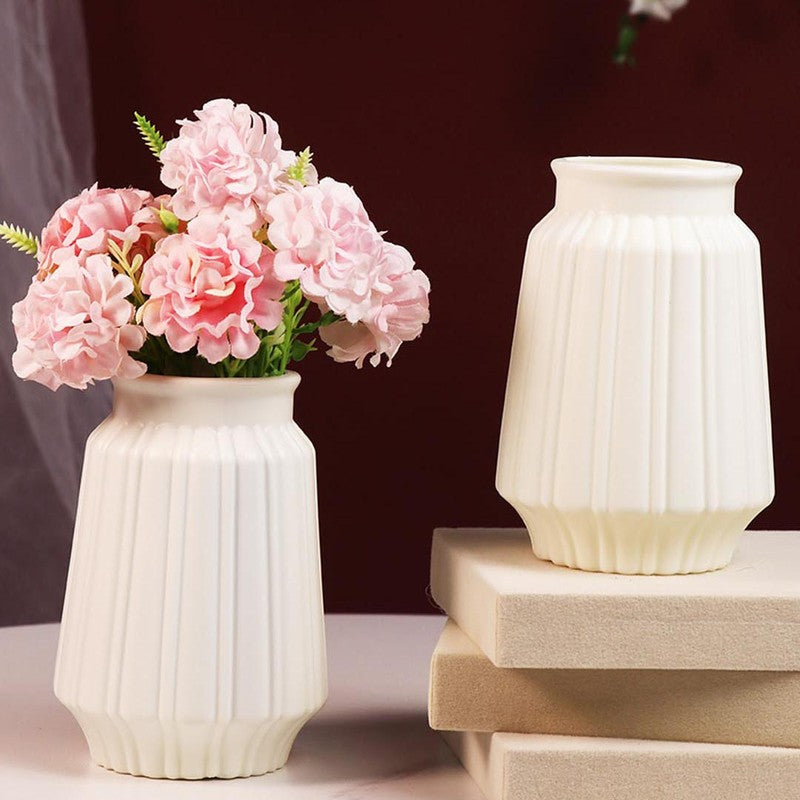 Ivory Crest Vase - Set Of Two