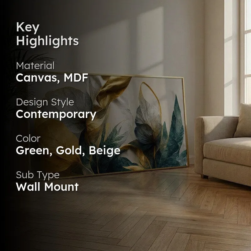 Opal Foliage Canvas Wall Painting With Frame media 2