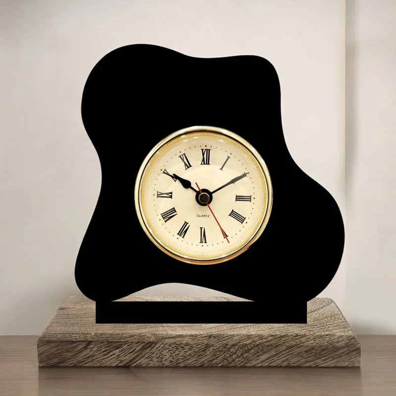 Metamorphosis Iron & Mango Wood Table Clock media 1