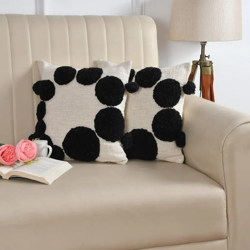 Bubble Bloom Tufted Cushion Cover (Brown) - Set Of Two media 1
