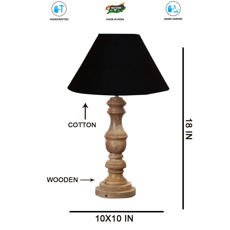 Cotin II Carve Wooden Table Lamp - Black,Brown media 7