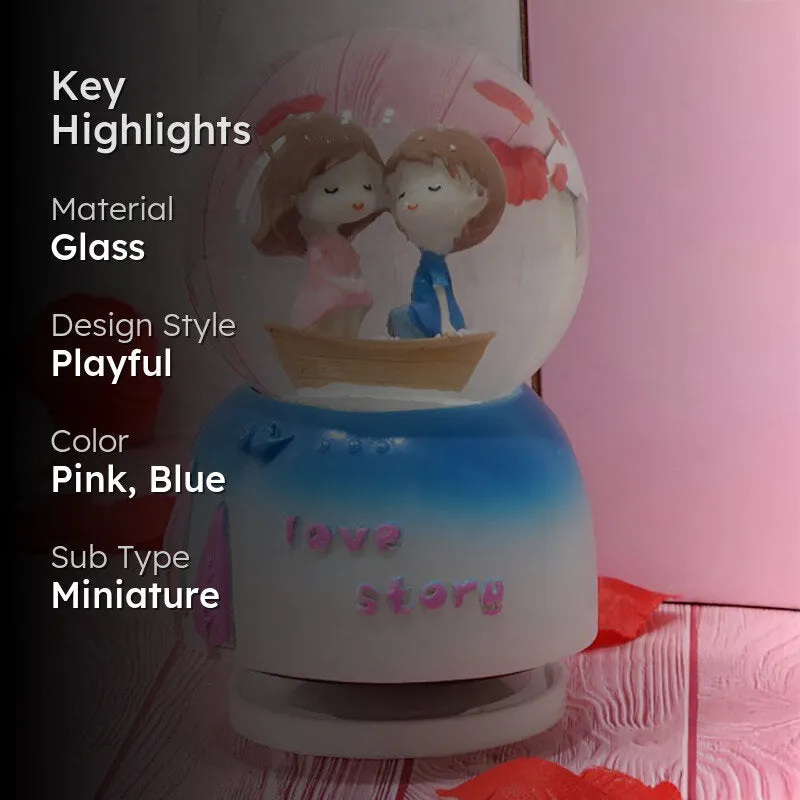 Frosty Romance Glass Snow Globe Showpiece media 2