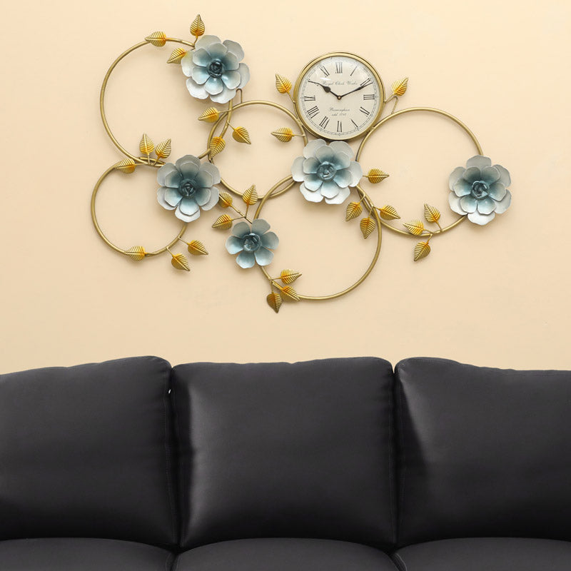Theseus Floral Metal Wall Clock