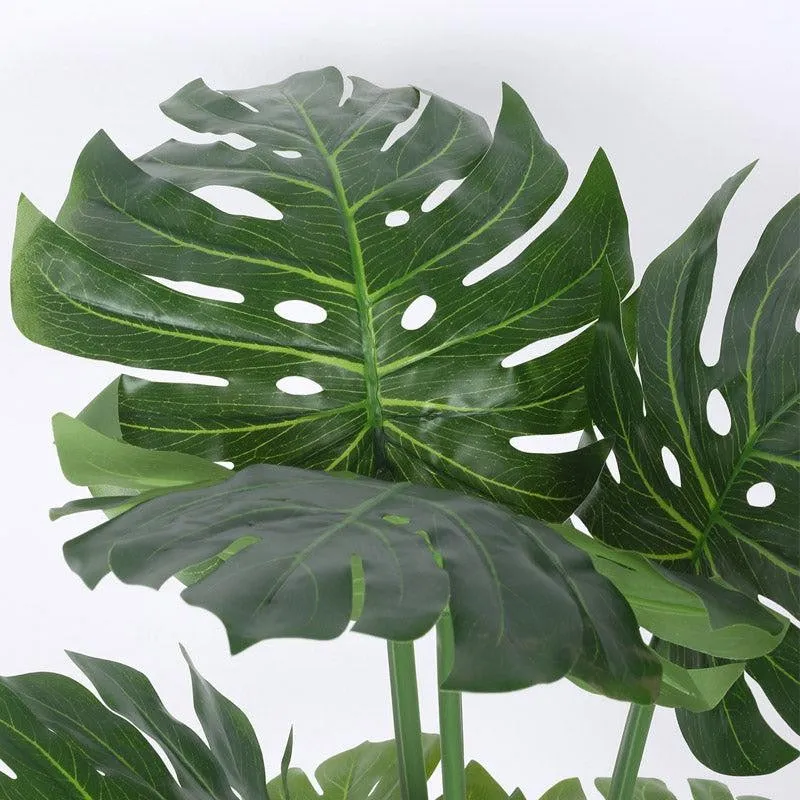 Faux Realtouch Green Monstera Plant With Black Plastic Pot - 3.6 Feet media 5