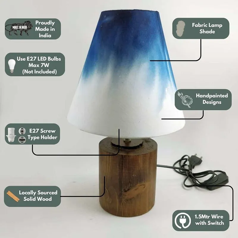 Grady Glow Cone Handpainted Fabric Table Lamp - Blue,White media 3