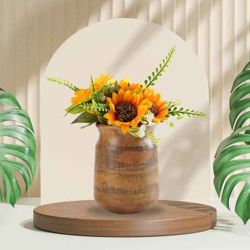 Mangia Wooden Vase - Light Brown