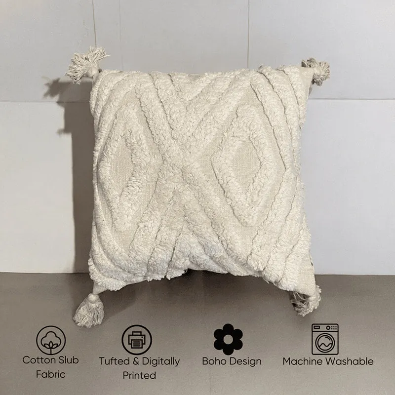 Plush Prisms Tufted Cushion Cover (White) - Set Of Two media 5