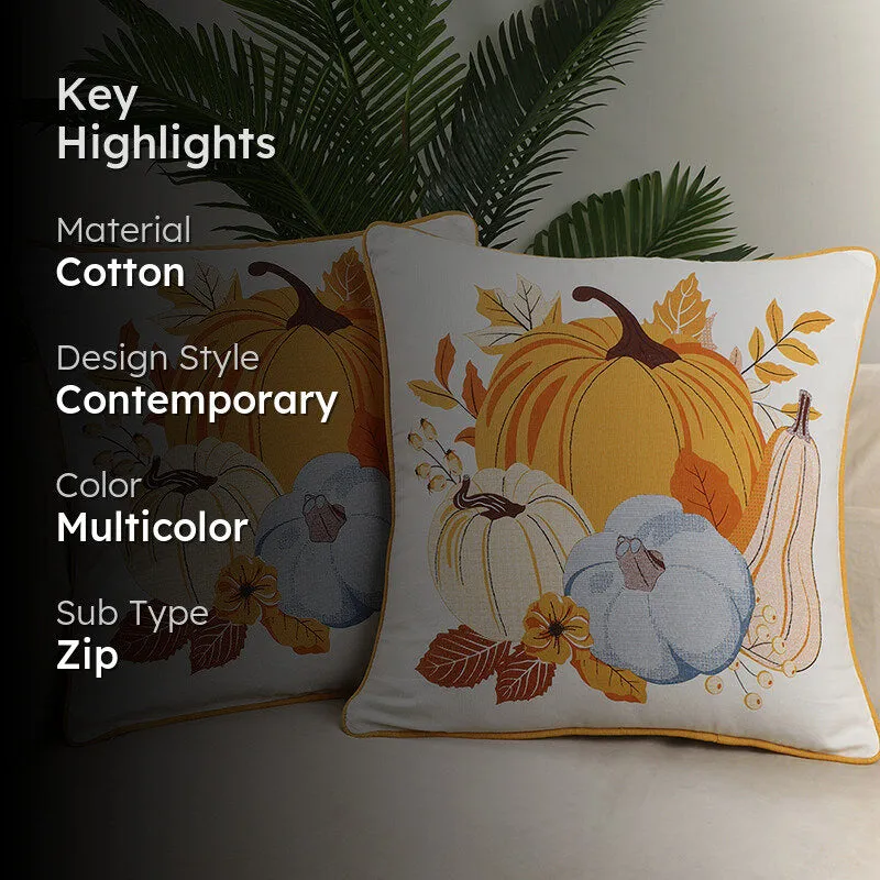 Autumn Squash Cotton Cushion Cover - Set Of Two media 2