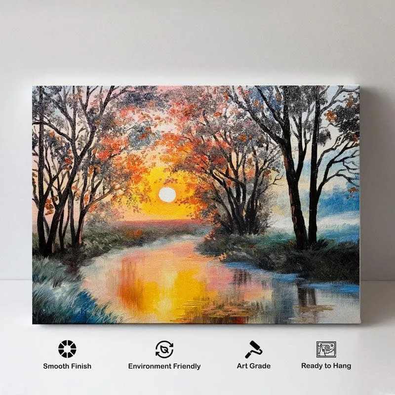Evening Forest Canvas Wall Painting - Gallery Wrap media 4