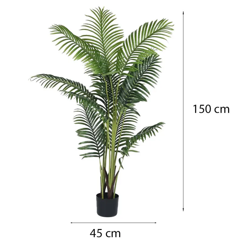 Faux Lush Dypsis Areca Plam Plant With Black Plastic Pot -5 Feet media 6