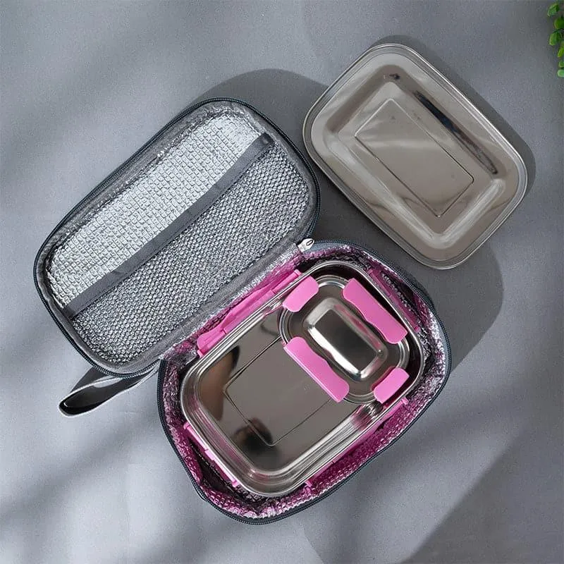 Tasteo Pack Pink Lunch Box With Insulated Pouch (800/150 mL) - Two Piece Set media 3