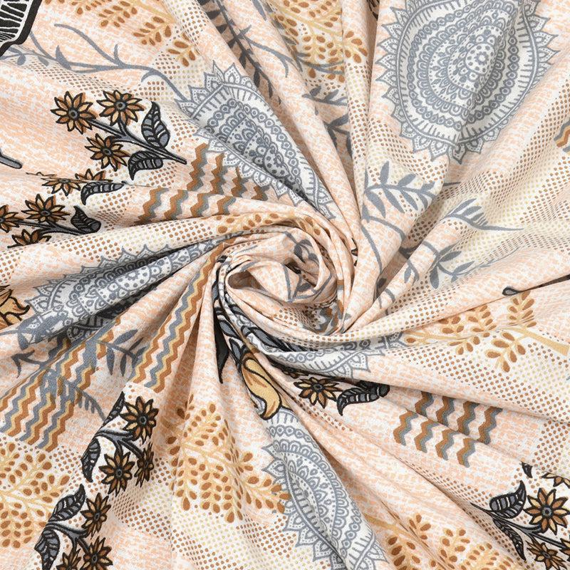 Jardin Joy Floral Cotton  Bedsheet (Beige) - 140 TC media 4