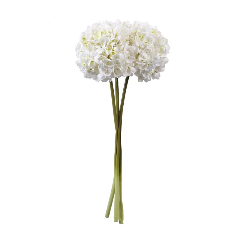 Artificial Realistic Hydrangea Flower Stick (White) - Set Of Three media 3