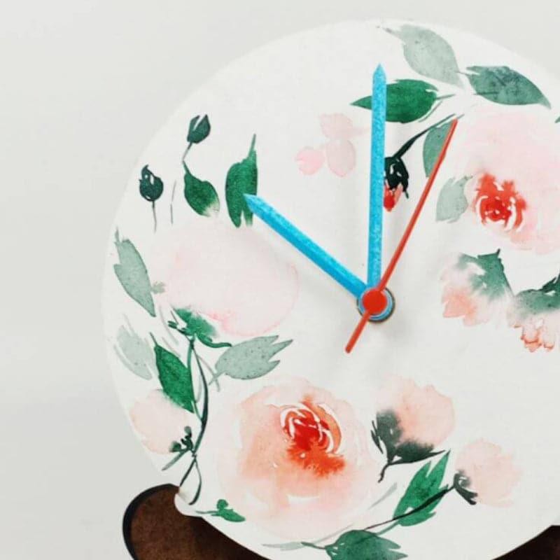 Halo Pastel Flora Handpainted Table Clock image 3