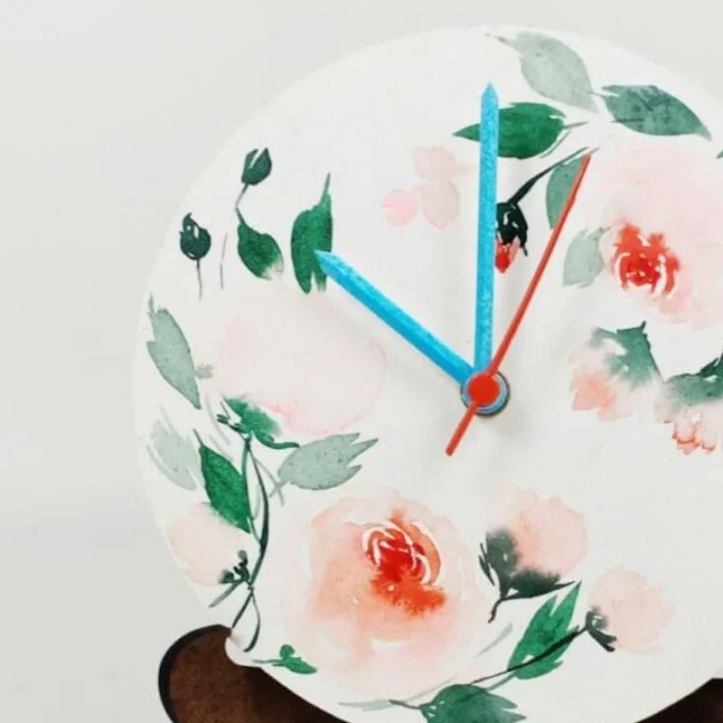 Halo Pastel Flora Handpainted Table Clock media 3