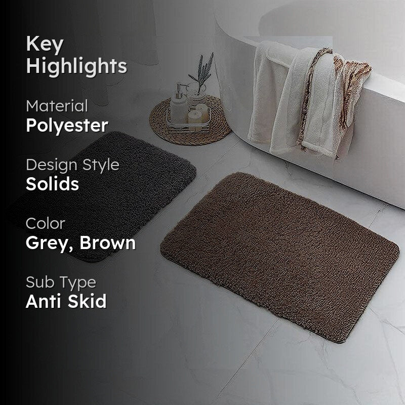 Nautica Cashmere Step Solid Anti-Skid Bath Mat (Dark Grey & Brown) - Set Of Two media 2