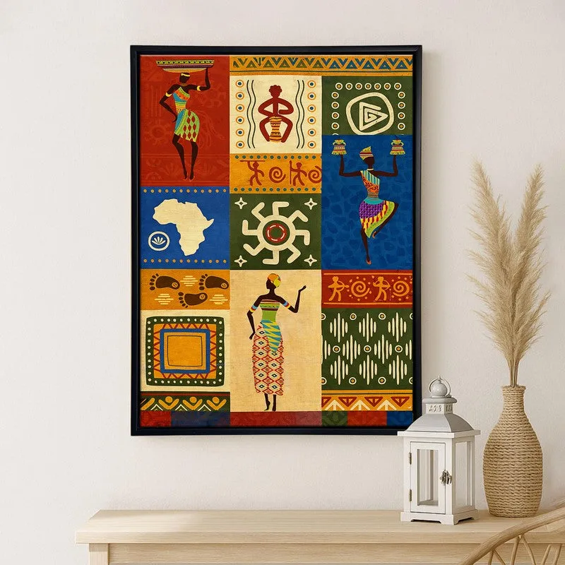 African Warli Canvas Wall Painting With Frame media 3