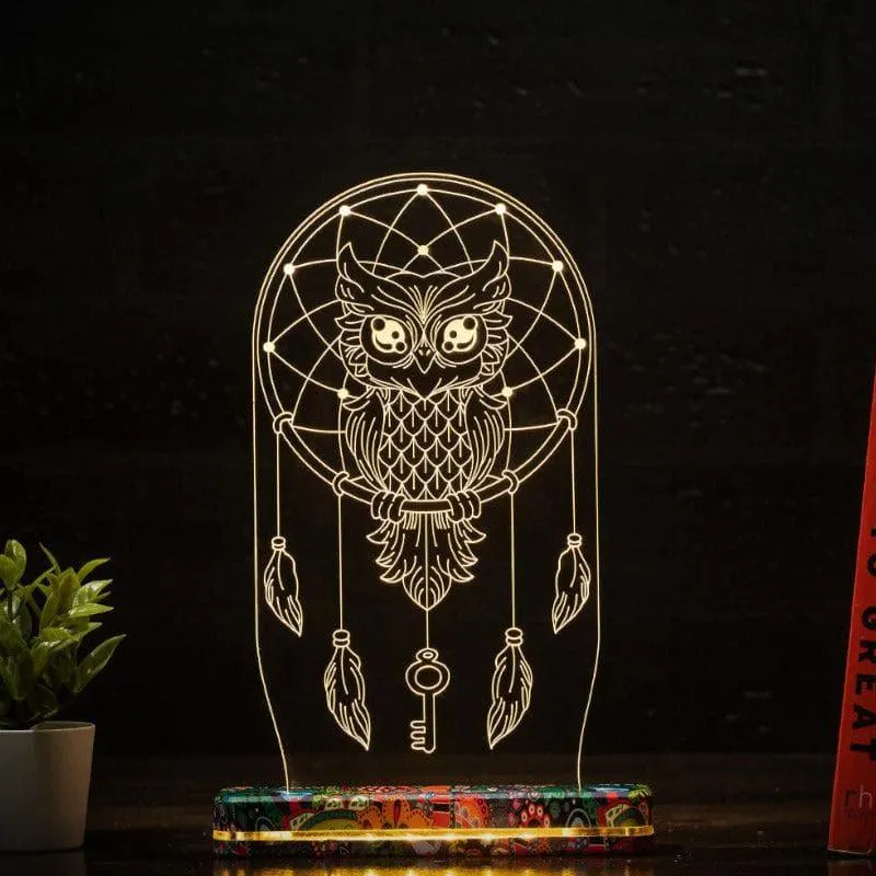 Owlery Dream LED Acrylic Table Lamp - Multicolor media 1