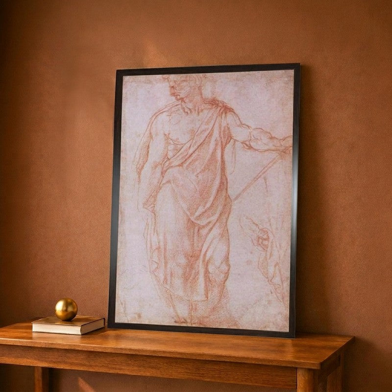 Sketch of a Man Holding a Staff and a Study of a Hand Canvas Wall Painting - 12 x 18 Inches
