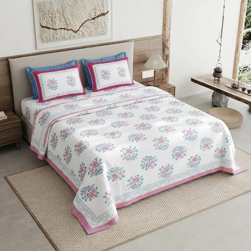 Desert Style Cotton Bedsheet (Pink,Blue,White) - 120 TC media 1