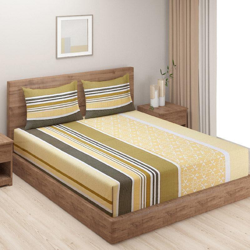 Swayam Amaresse Striped Cotton Bedsheet (Olive) - 160 TC media 3