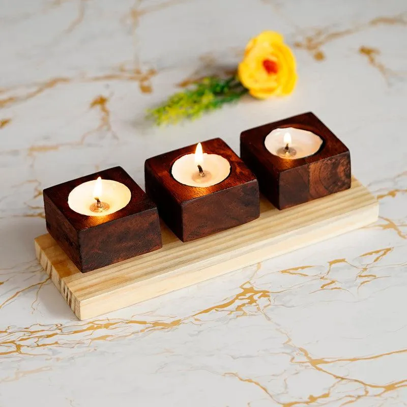 Woodland Ember Wood Tea Light Holder media 3
