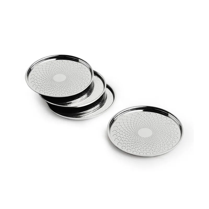 Mughal Mirage Hand-Etched Stainless Steel Coaster - Set Of Four media 3