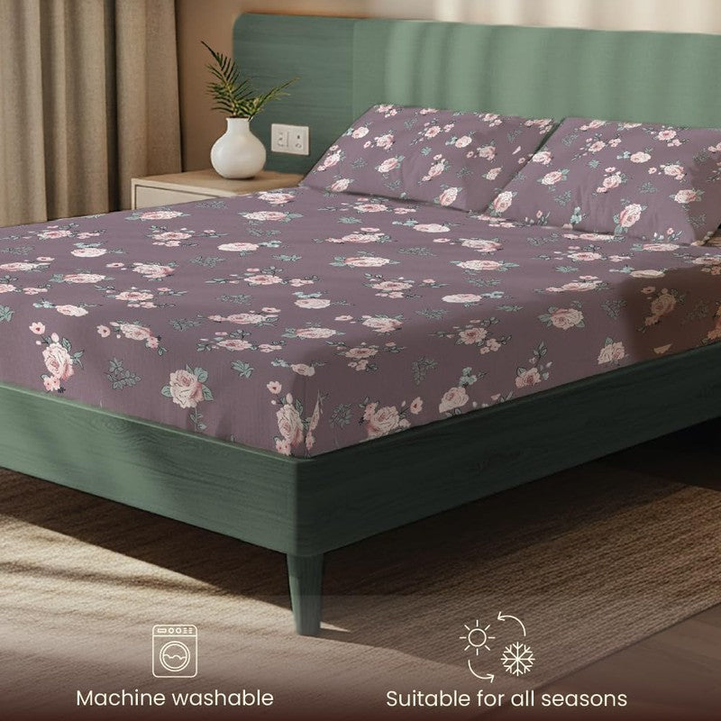 Earthy Petal Floral Cotton Bedsheets (Brown) - 200 TC media 6