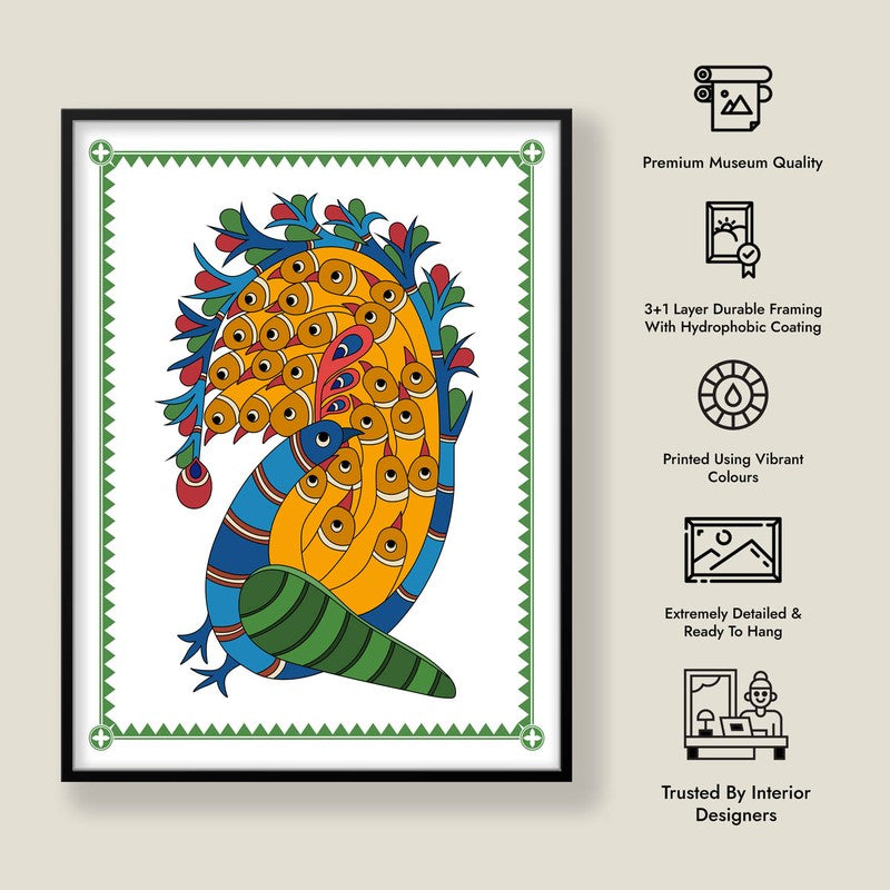 Royal Peacock Framed Madhubhani Canvas Wall Painting media 10