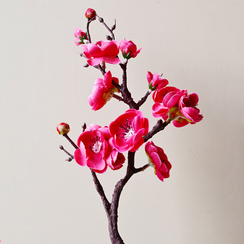 Artificial Plum Blossom Flower Stick (Pink) - Set of Two media 3