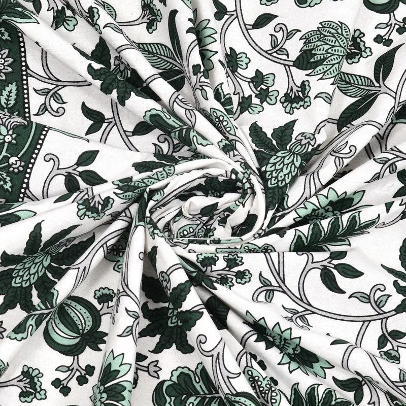 Craftet Cotton Bedsheet (Green,White) - 240 TC media 5
