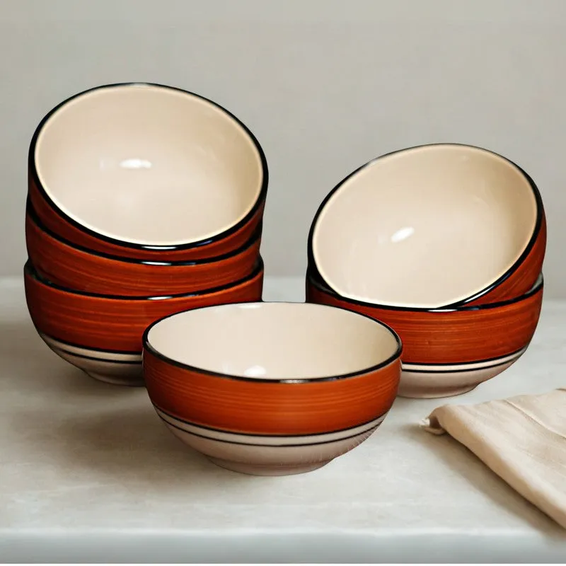 Nibble Ceramic Snack Bowls (Red,White, 200 mL Each) - Set Of Six media 5
