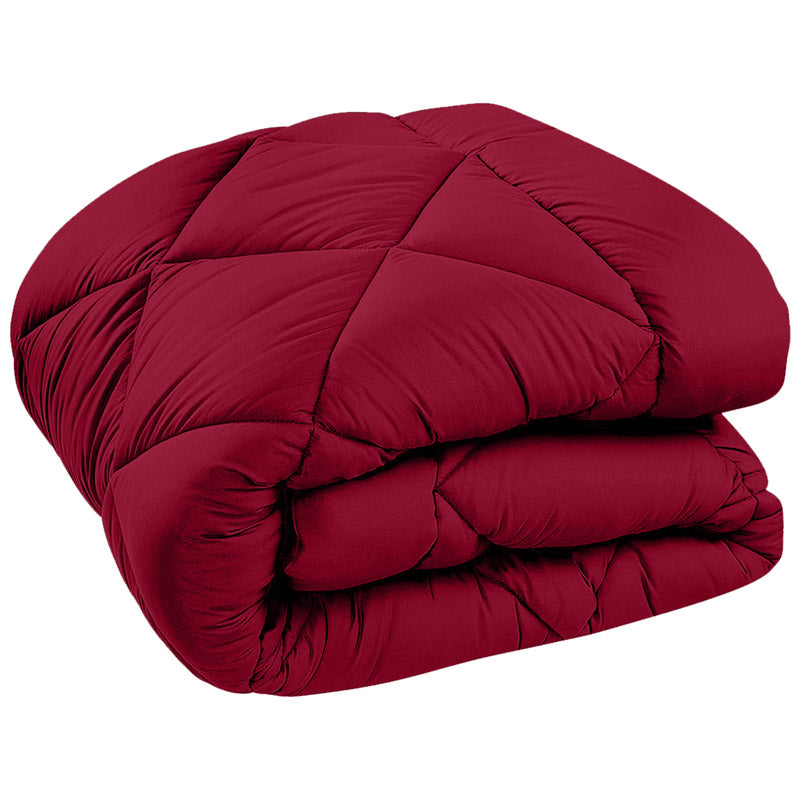 Wide Checkered Dual Color Cotton Comforter (Maroon & Beige)  - 400 GSM media 5