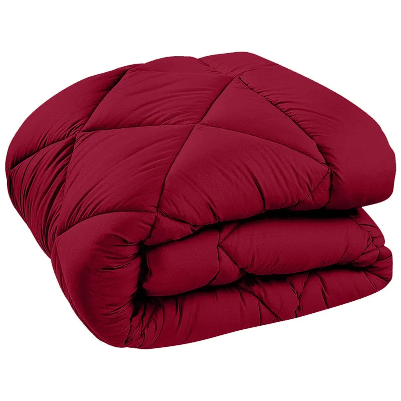 Wide Checkered Dual Color Cotton Comforter (Maroon & Beige) - 400 GSM media 5