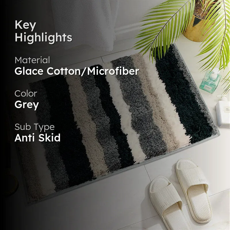 Stripe Luxe Bath Mat - Grey media 2