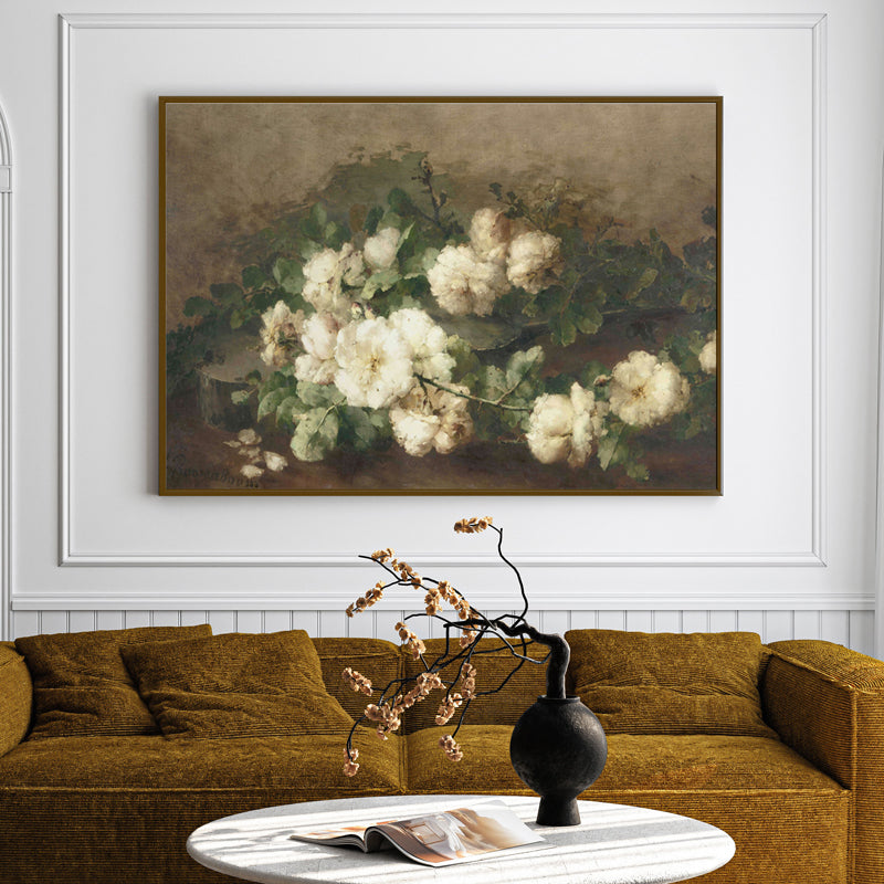 Ephemeral Petals Wood Wall Art With Frame - Black