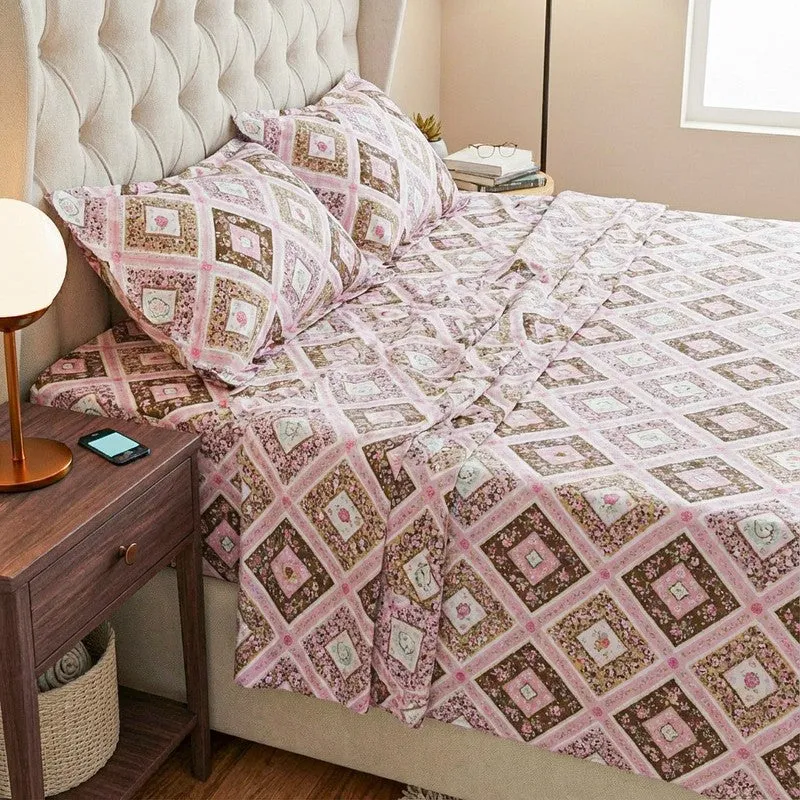 Chakra Ethnic Cotton Bedsheet (Pink) - 120 TC media 3
