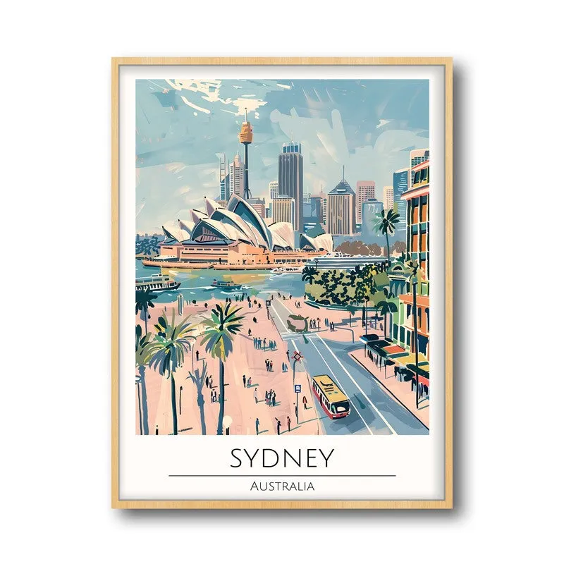 Vintage Sydney Framed Canvas Archival Canvas Wall Painting - Natural Brown Frame media 5