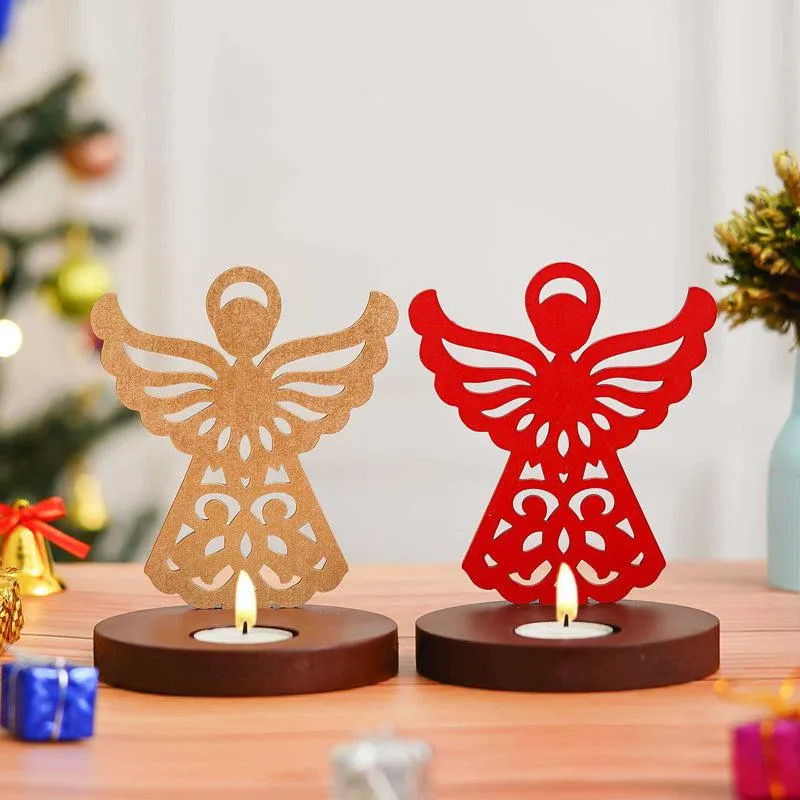 Seraphim Sisters Wood Christmas Tea Light Holder - Set Of Two media 3