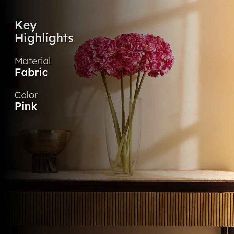 Artificial Realistic Fabric Hydrangea Flower Stick (Dark Pink) - Set Of Three media 2