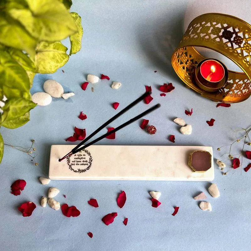 Gayatri Mantra Incense Holder With Rose Quartz Plating - Pink media 3