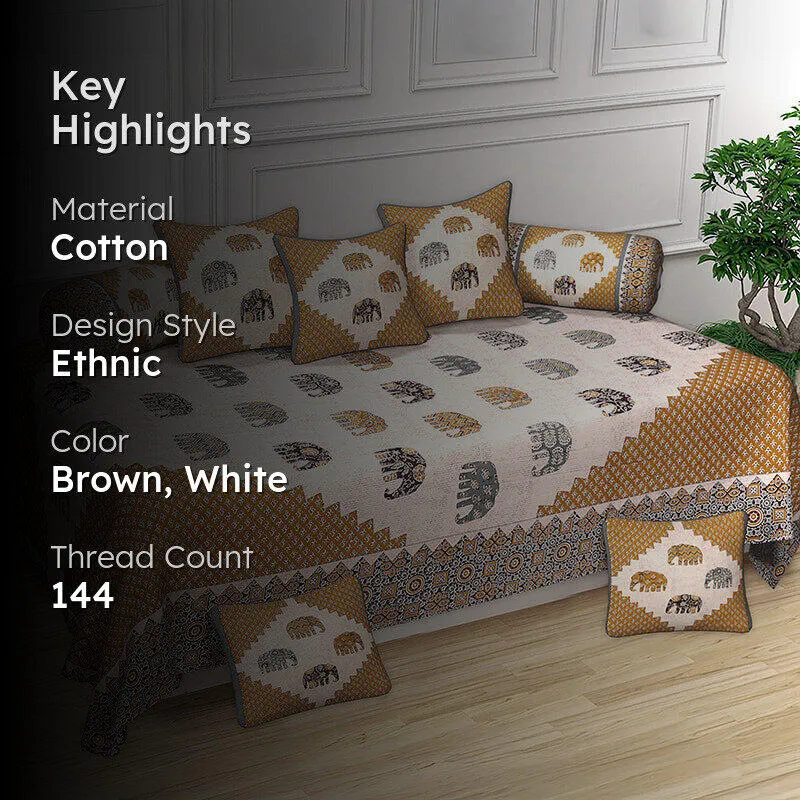 Anaahitha Ethnic Cotton Diwan Set (Brown) - Eight Piece Set media 2