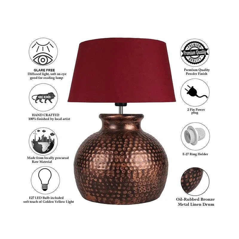 Ruchi Fabric Table Lamp - Red,Bronze media 6