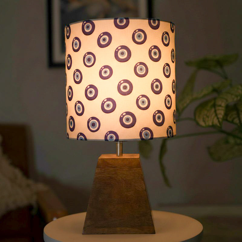 Semi Pyramid Eye Fabric Table Lamp - Purple,Brown