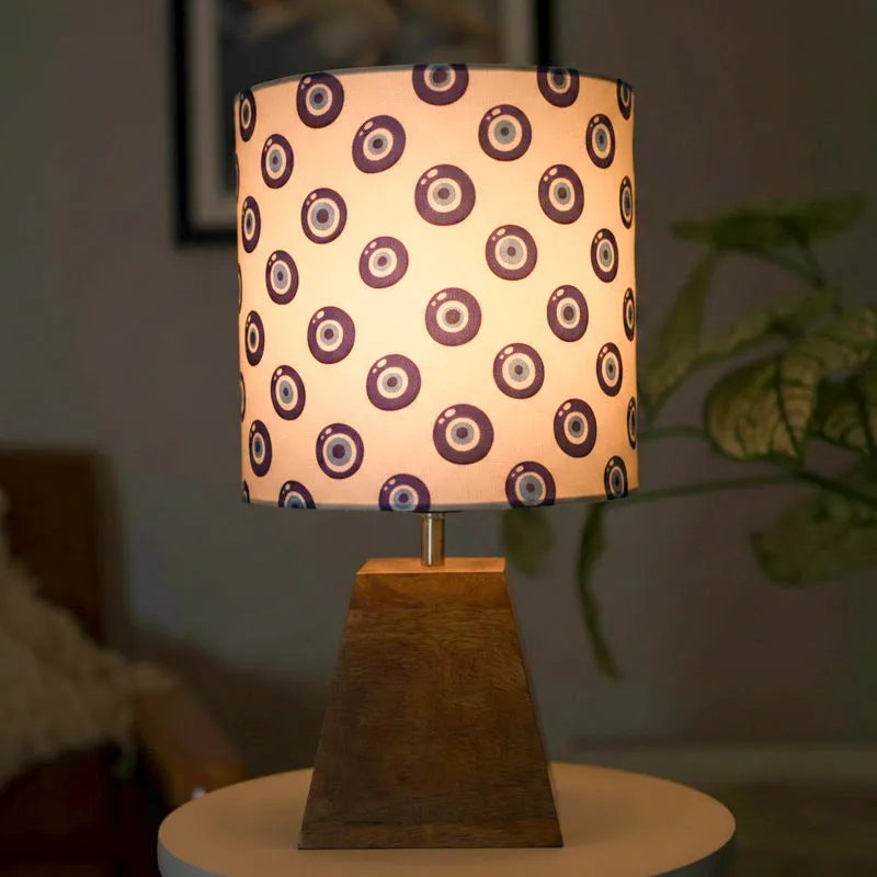 Semi Pyramid Eye Fabric Table Lamp - Purple,Brown media 1