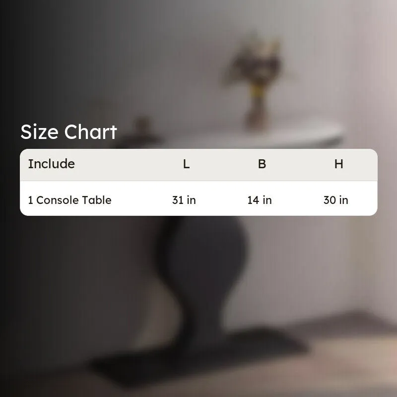 Curvy Metal Console Table with Marble Top (Black) - Small media 5